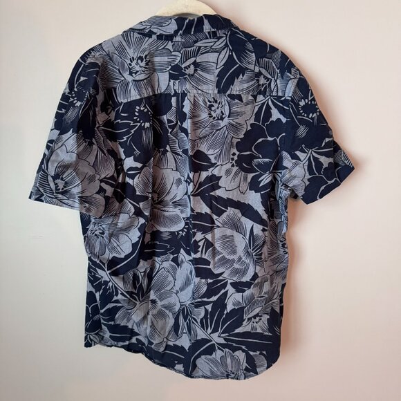 Penguin 70's Retro Indie Hawaiian Shirt Men's Button Down Blue Floral - Picture 4 of 11